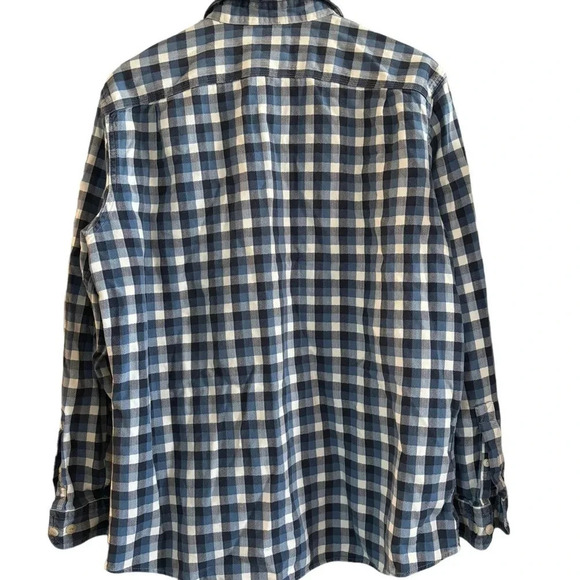 LL Bean Heavy Flannel Blue White Plaid Long Sleeve Button Down Size Large - Picture 2 of 4